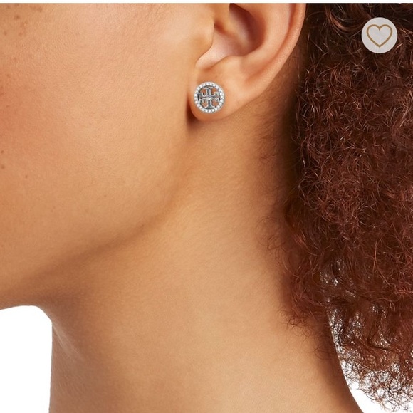 Tory Burch Jewelry - Tory Burch Crystal Logo Circle Stud Earring